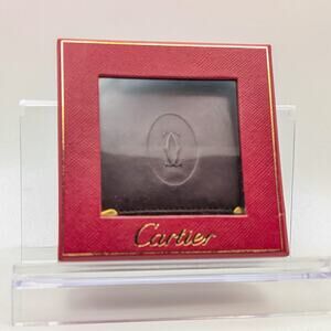 Authentic Full Inclusion Cartier Vtg Leather Square Wallet – Bordeaux & Gold
